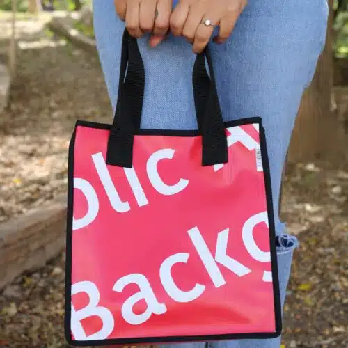 Shopper mini, lona publicitaria reciclada – RED