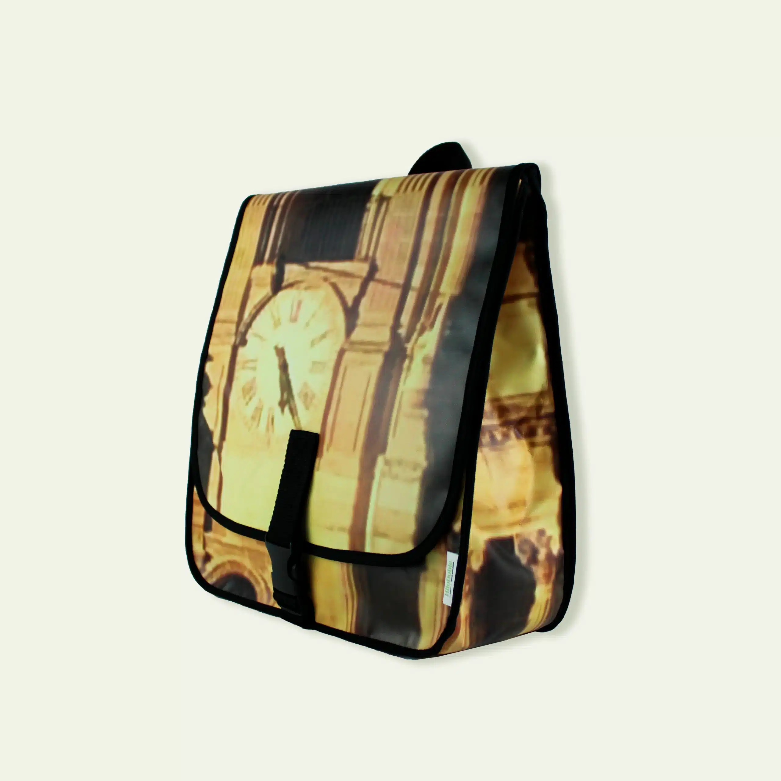 Mochila mediana, lona publicitaria reciclada - RELOJ - Imagen 2