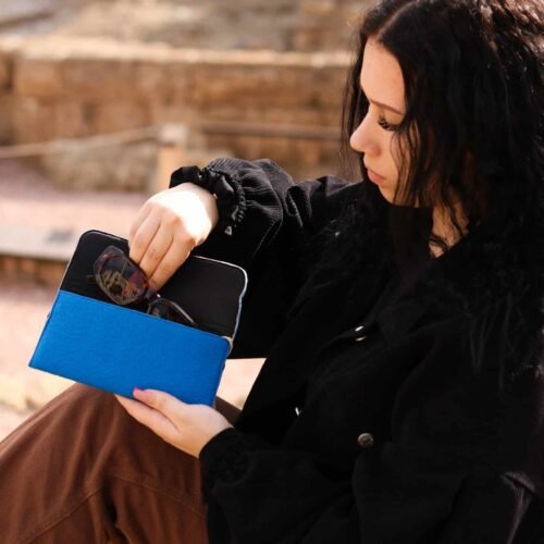 Funda de gafas moqueta reciclada azul