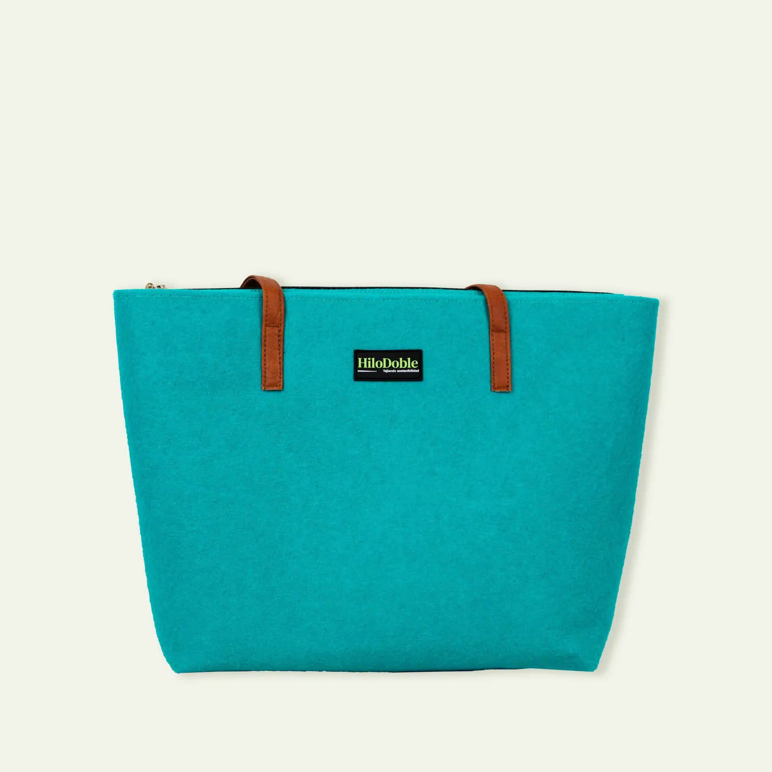 Bolso tote moqueta reciclada verde aguamarina