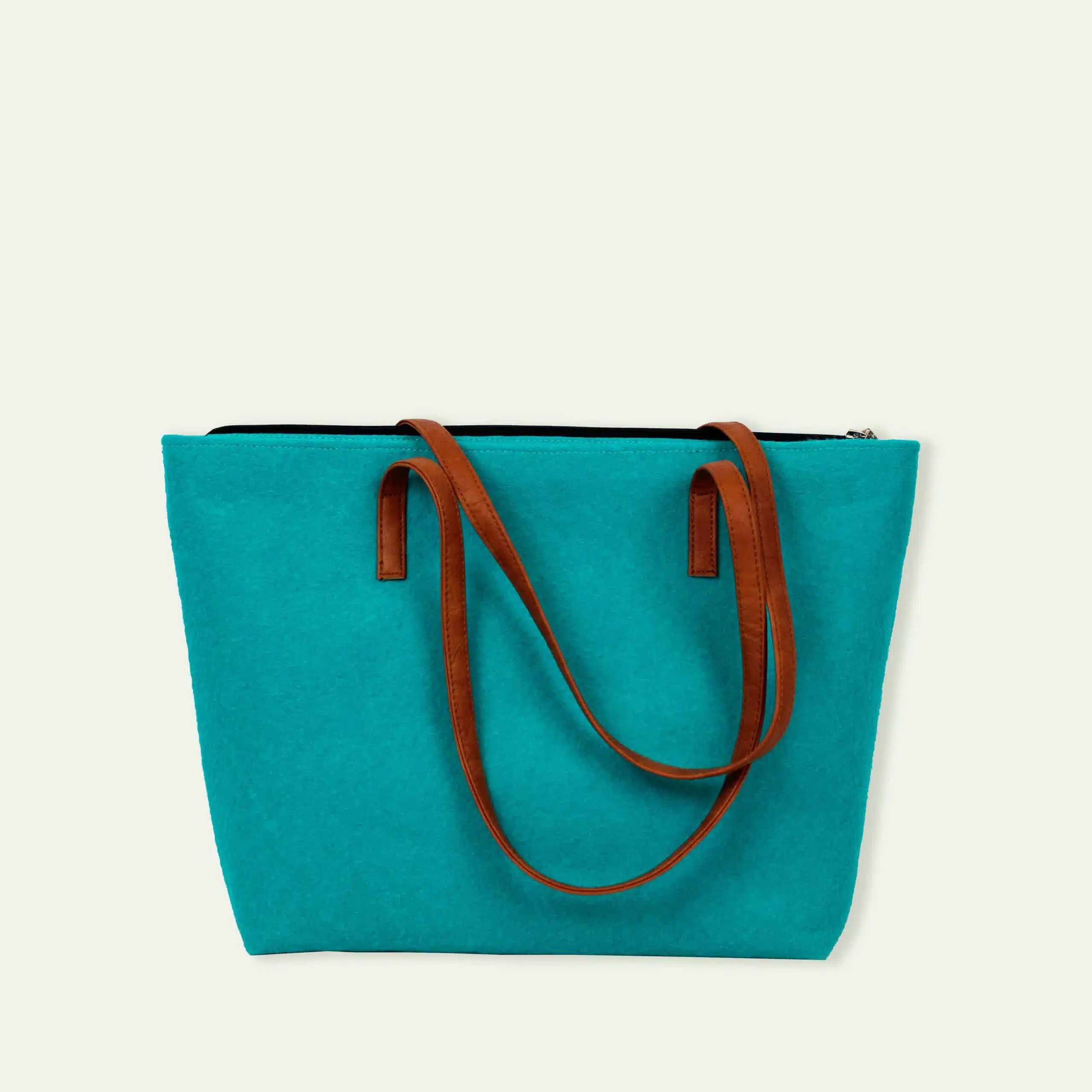 Bolso tote moqueta reciclada verde aguamarina - Imagen 3